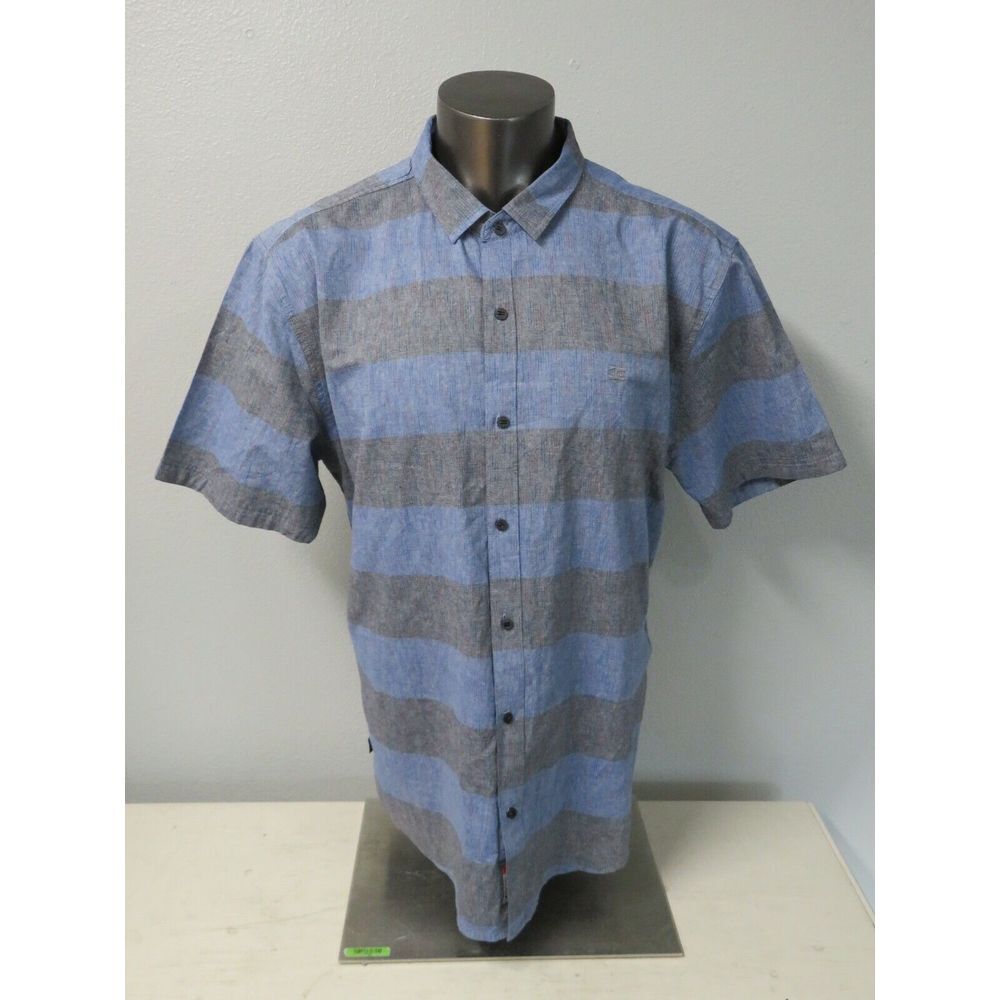 Mens Split Co. USA Short Sleeve Button Front Shirt Blue Gray Size XXL Cotton